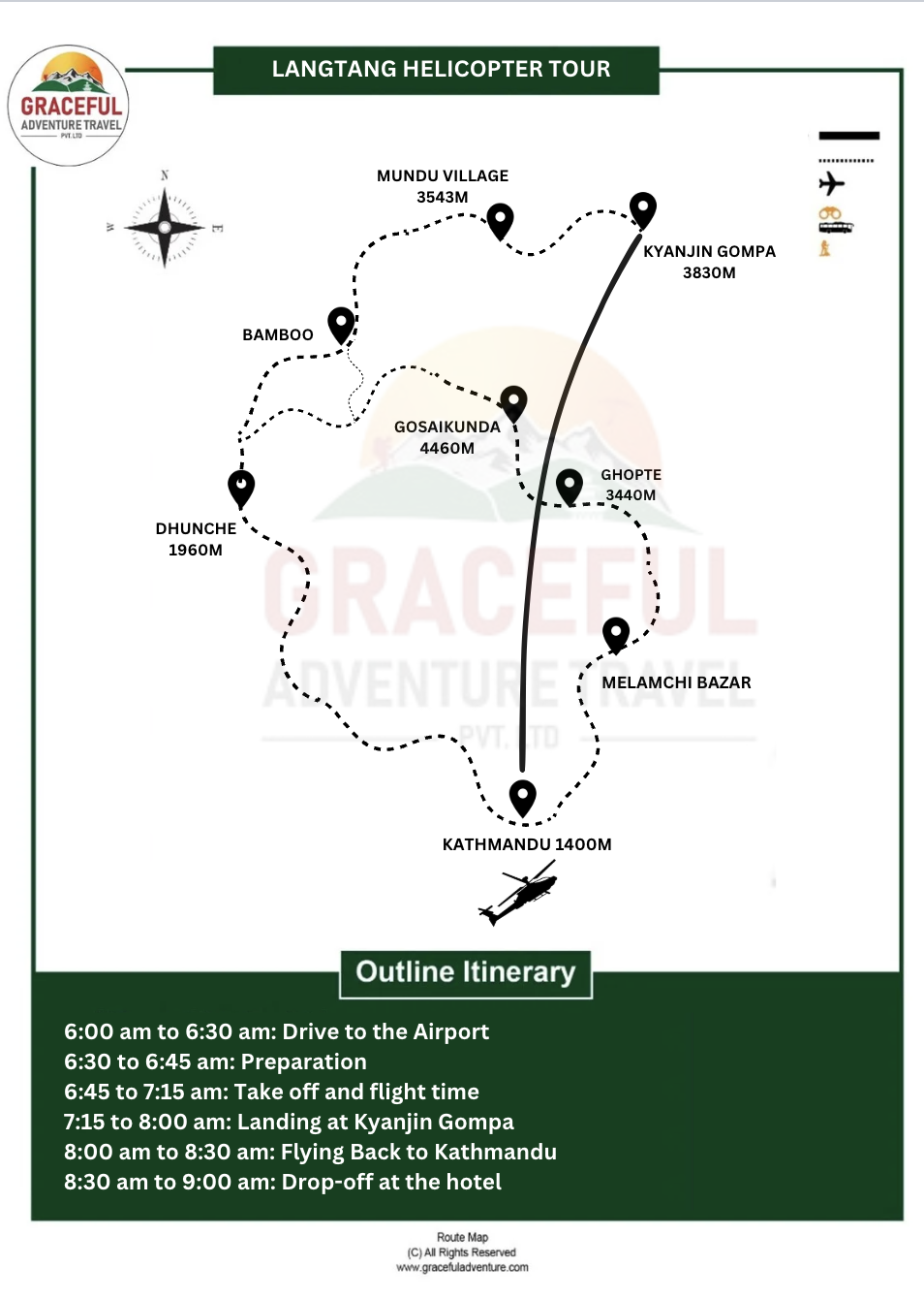 Langtang valley helicopter tour Graceful Adventure